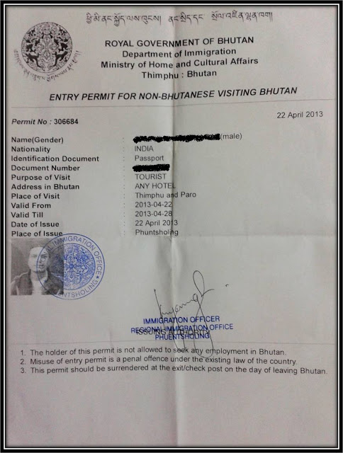 Entry permit into Bhutan, Bhutan immigration
