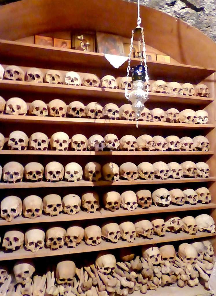 Skulls of monks in Great Meteoron monastery, Visit Meteora, Visit Greece, Places to see in Greece, Meteora travel guide